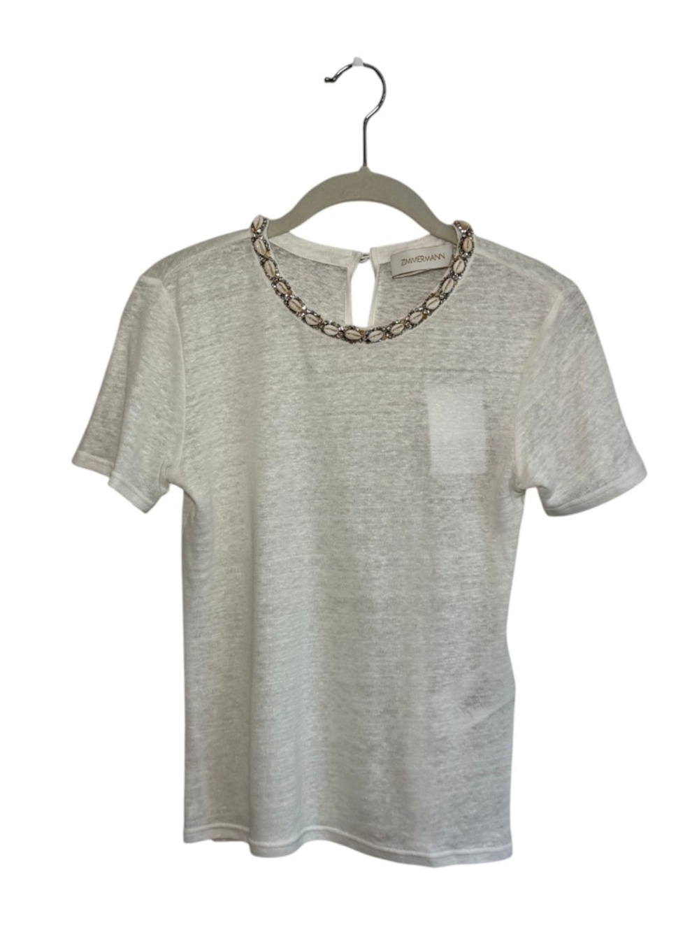 NWT ZIMMERMANN Illuminate Embellished Tee in Ivory Size 0P